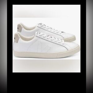 Veja Esplar Low Top Sneakers Bovine Calf Leather Tonal Logo in White Size 8